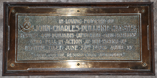 Memorial plaque to Captain Craster in Holy Trinity Church, Embleton